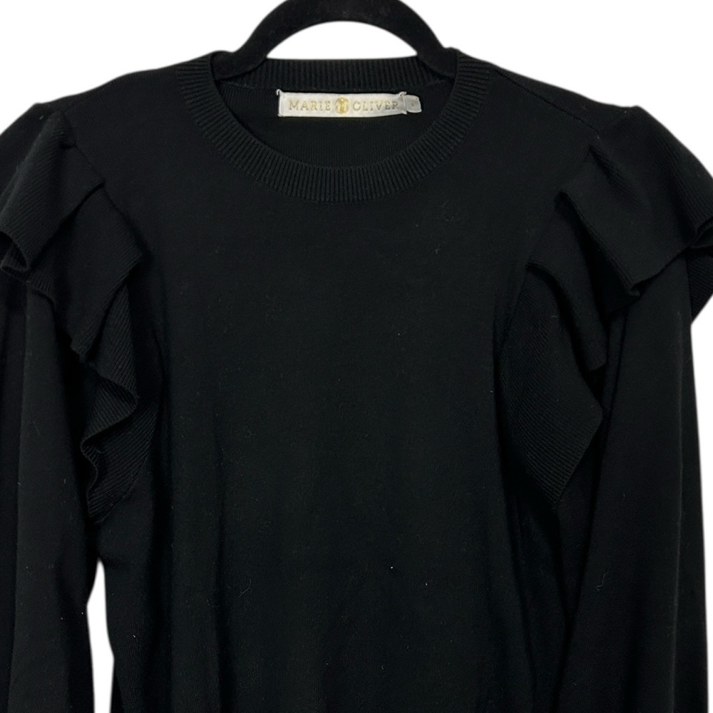 Marie Oliver Remi Popover Black Ruffled Sweater Women’s size small - Picture 2 of 9